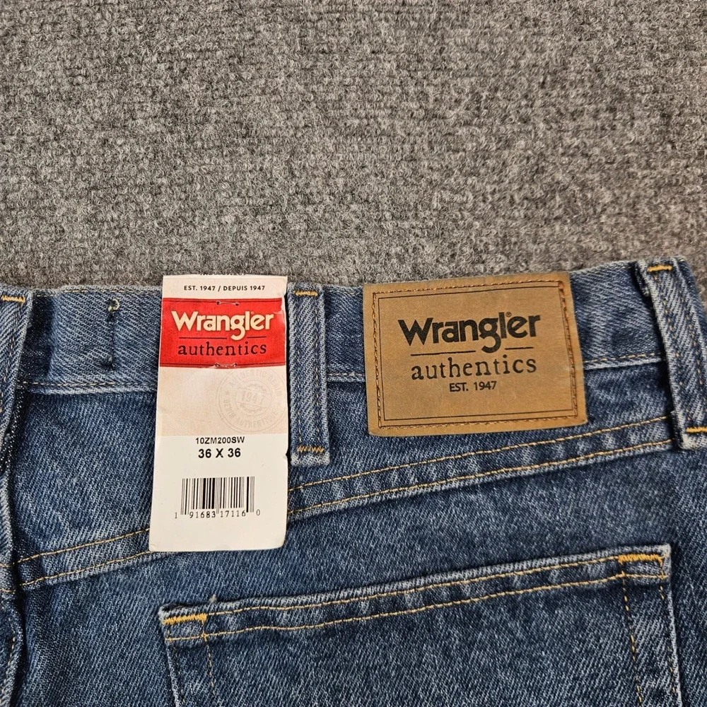 Wrangler Authentics Mens Straight Leg Jeans 36x36 Stonewash Blue 10ZM200SW Denim